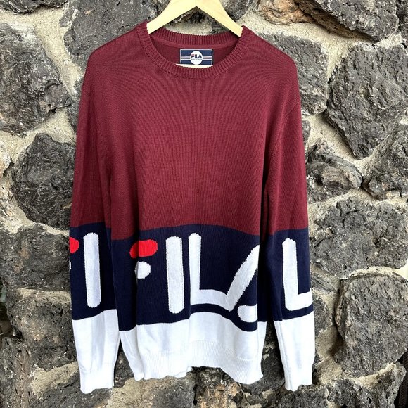Fila Knit Big Logo Hit Sweater Large - Picture 2 of 6